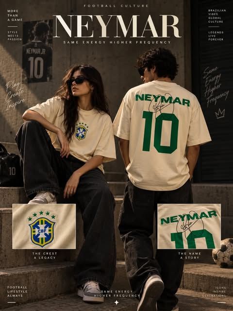 Models in cream Neymar 10 tees