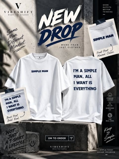 White Simple Man tees, new drop